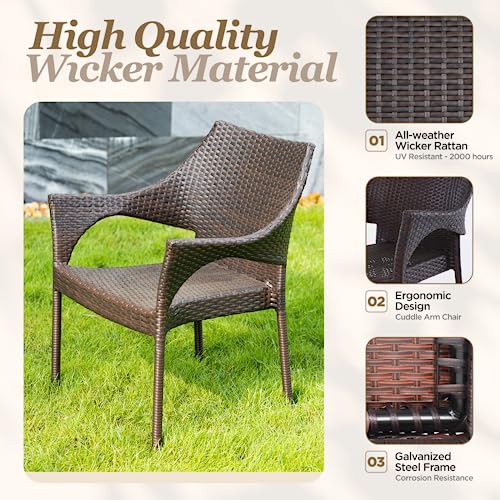 Outdoor Dining Chairs Set of 4 Stackable Wicker D7298