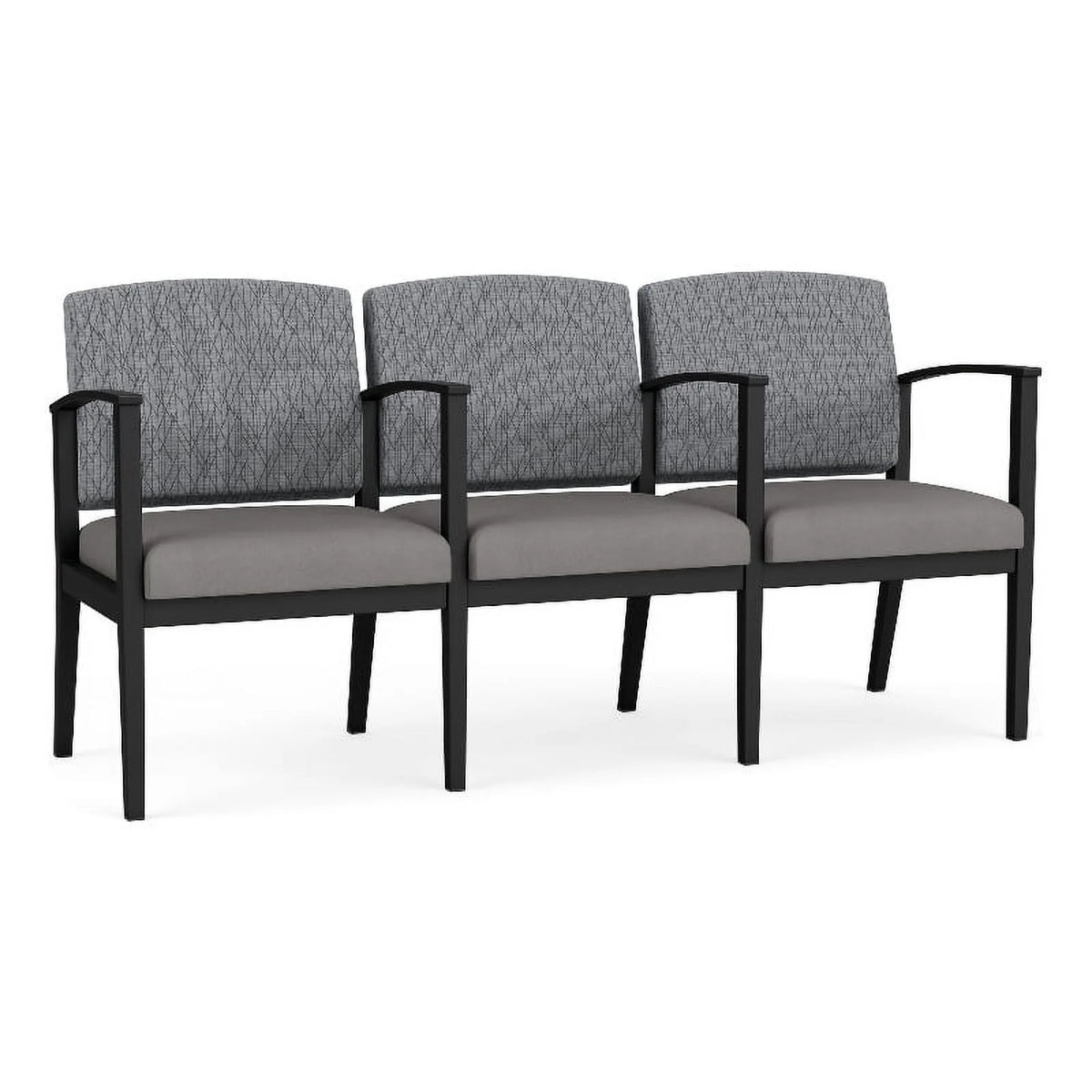 Black & Gray 3 Seat Steel Reception Seating Q779