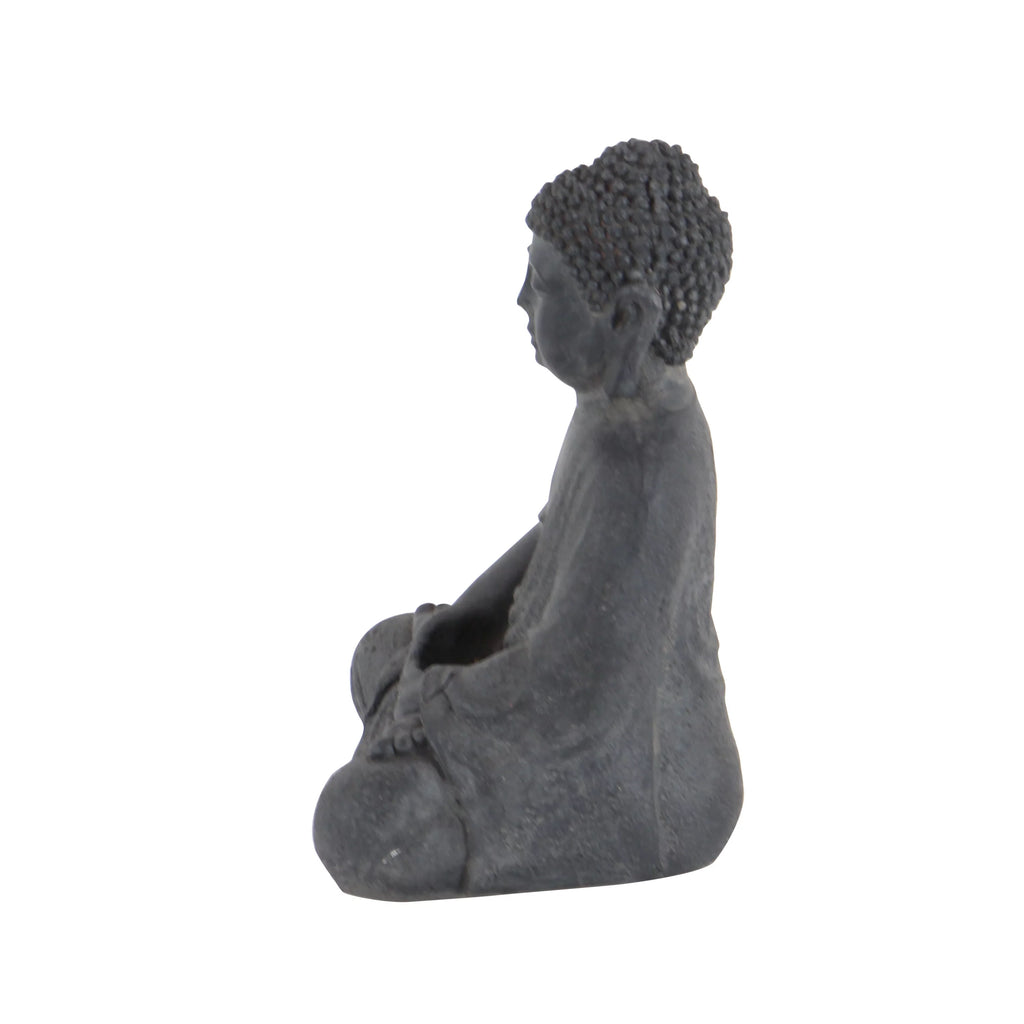 8" x 12" Gray Ceramic Meditating Buddha Sculpture G1753