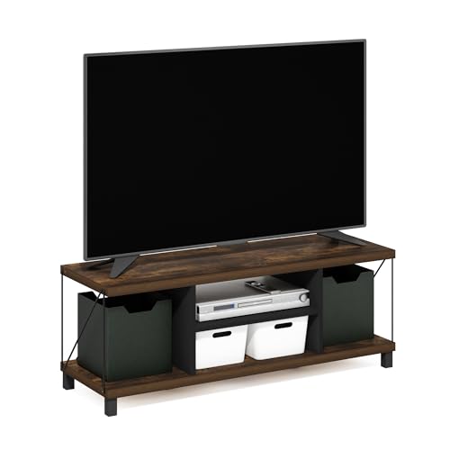 French Oak Grey Black Large Entertainment Stand for TV Up to 55 Inch K4400
