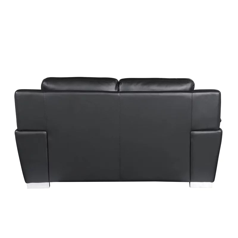 69" Modern Faux Leather Upholstered Loveseat in Black F207