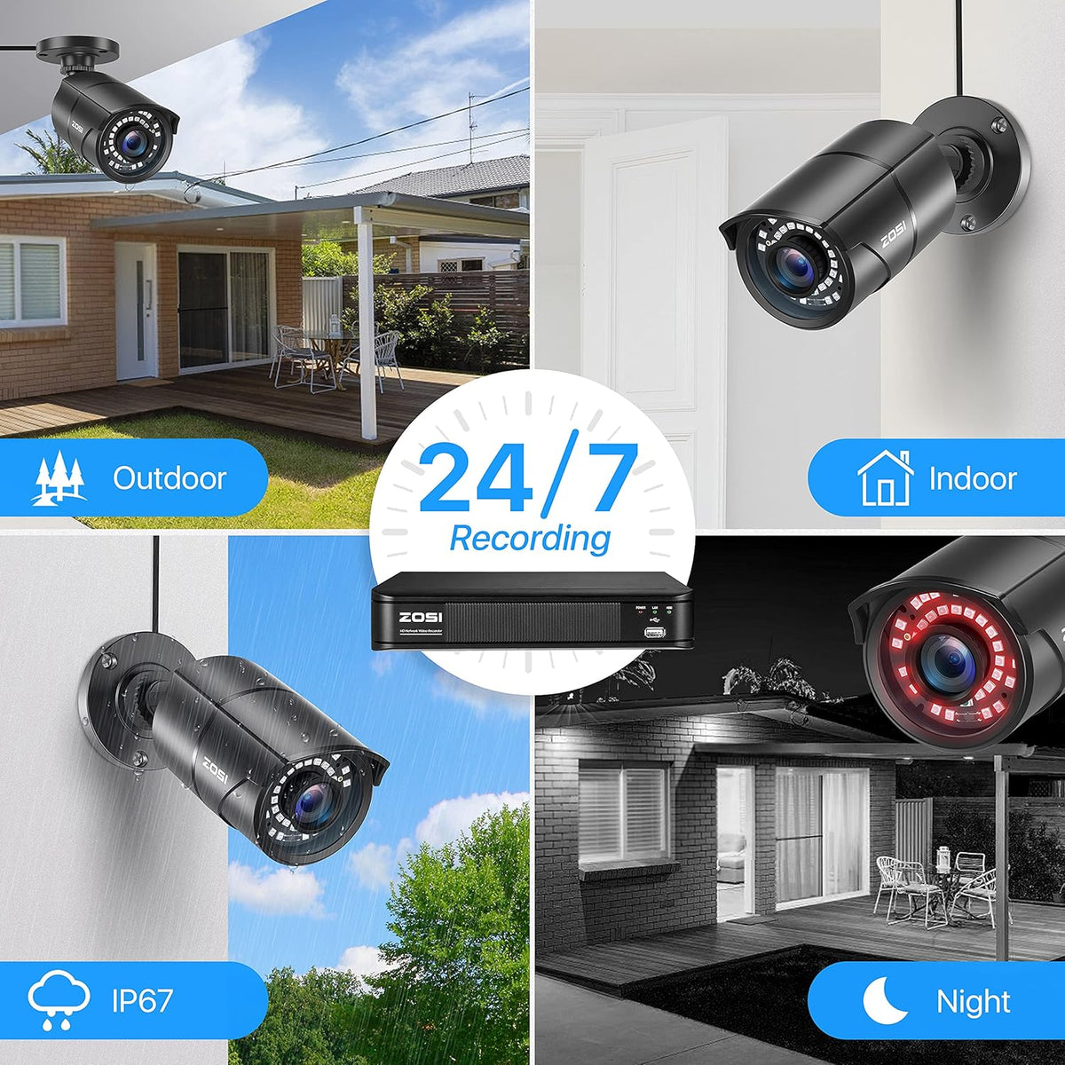 1080p PoE Security Camera System with 8 Cameras and 2TB NVR U983