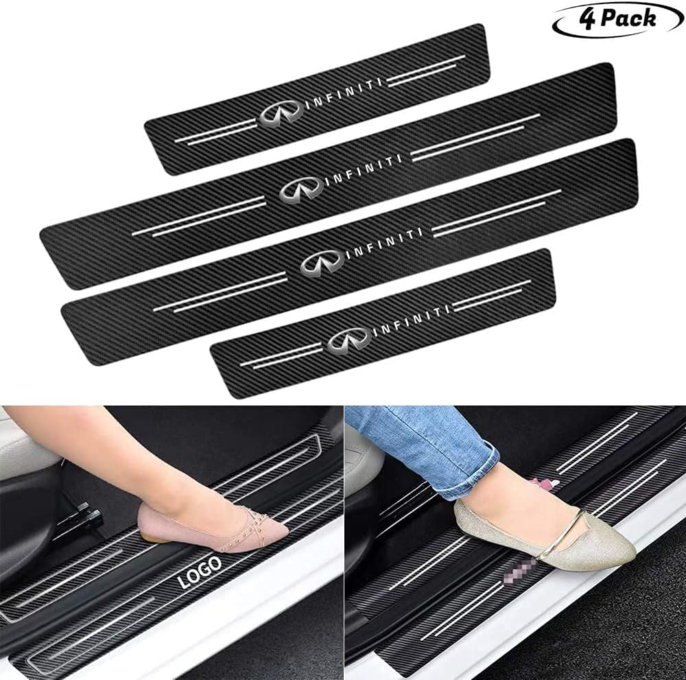 4pcs Carbon Fiber Door Sill Plate Protectors T285