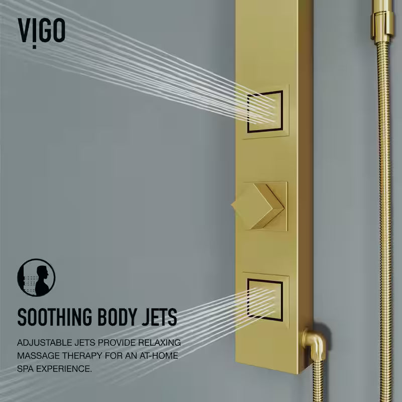 2-Jet Shower Panel System with Hand Shower Wand in Matte Brushed Gold W5417