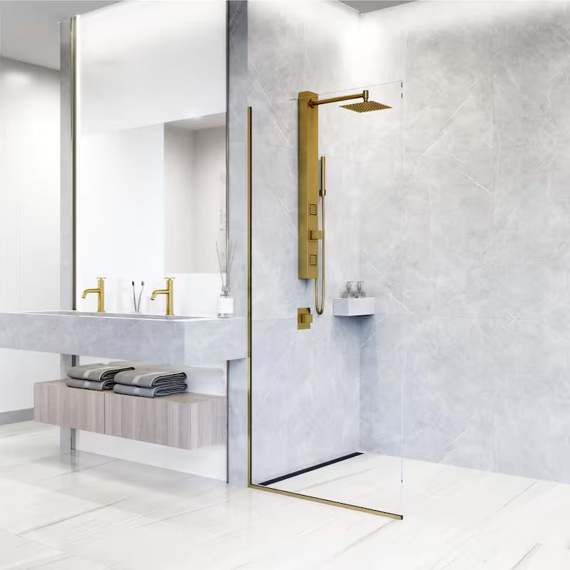 2-Jet Shower Panel System with Hand Shower Wand in Matte Brushed Gold W5417