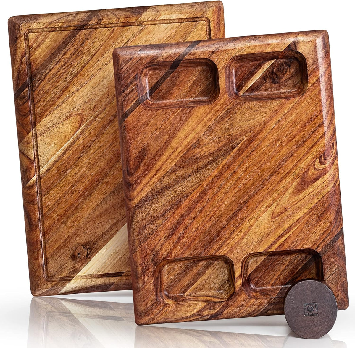 Large Acacia Wood Cutting Board with Stand and Juice Groove V8245