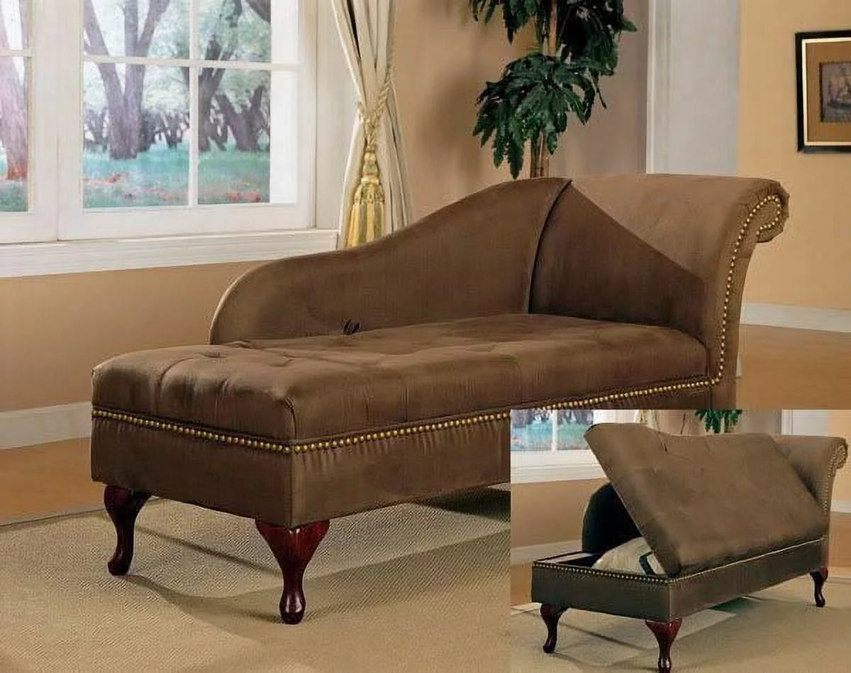 Chocolate Brown Microfiber Chaise Lounge I3667