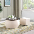 Round Velvet Ottoman with Wooden Lid J91789