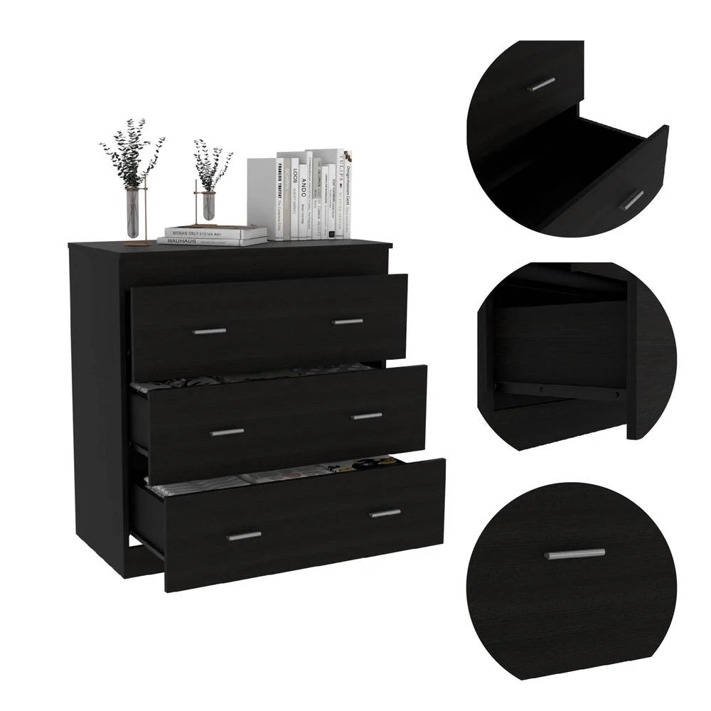 Black 3-Drawer Wood Dresser U522224