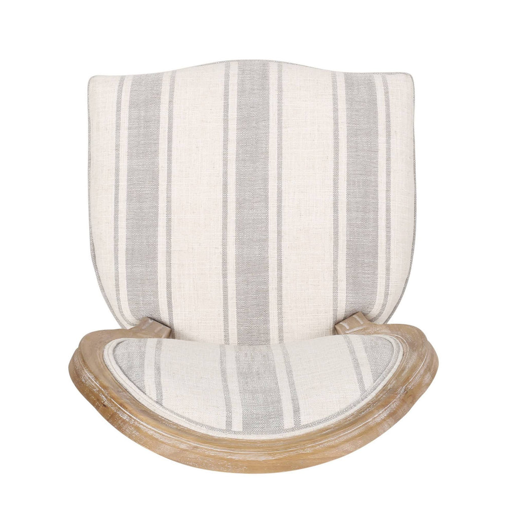 Dining Chair Set of 4 Gray Stripes Light Beige Natural K9404