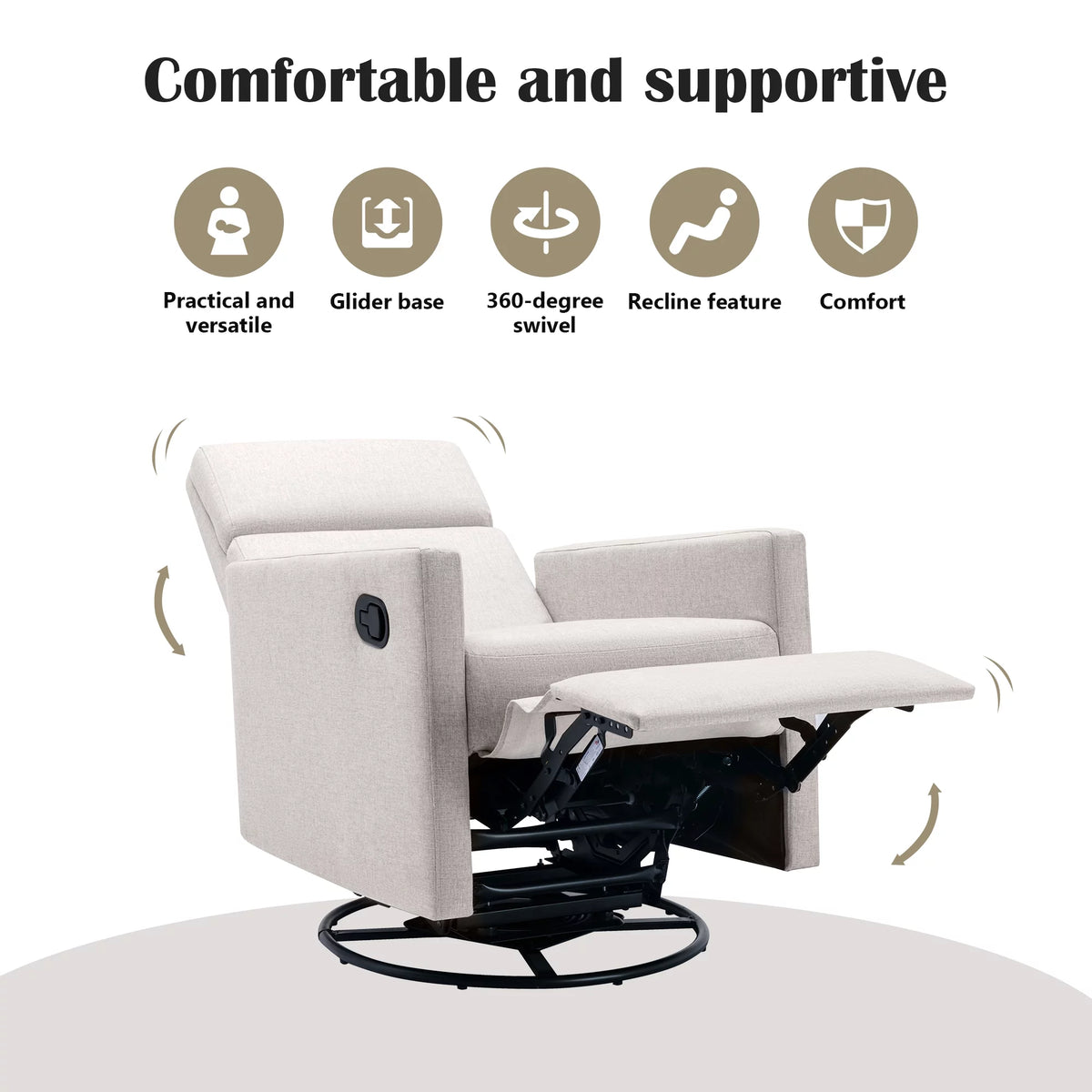 Tan Upholstered Swivel Recliner Chair M93107