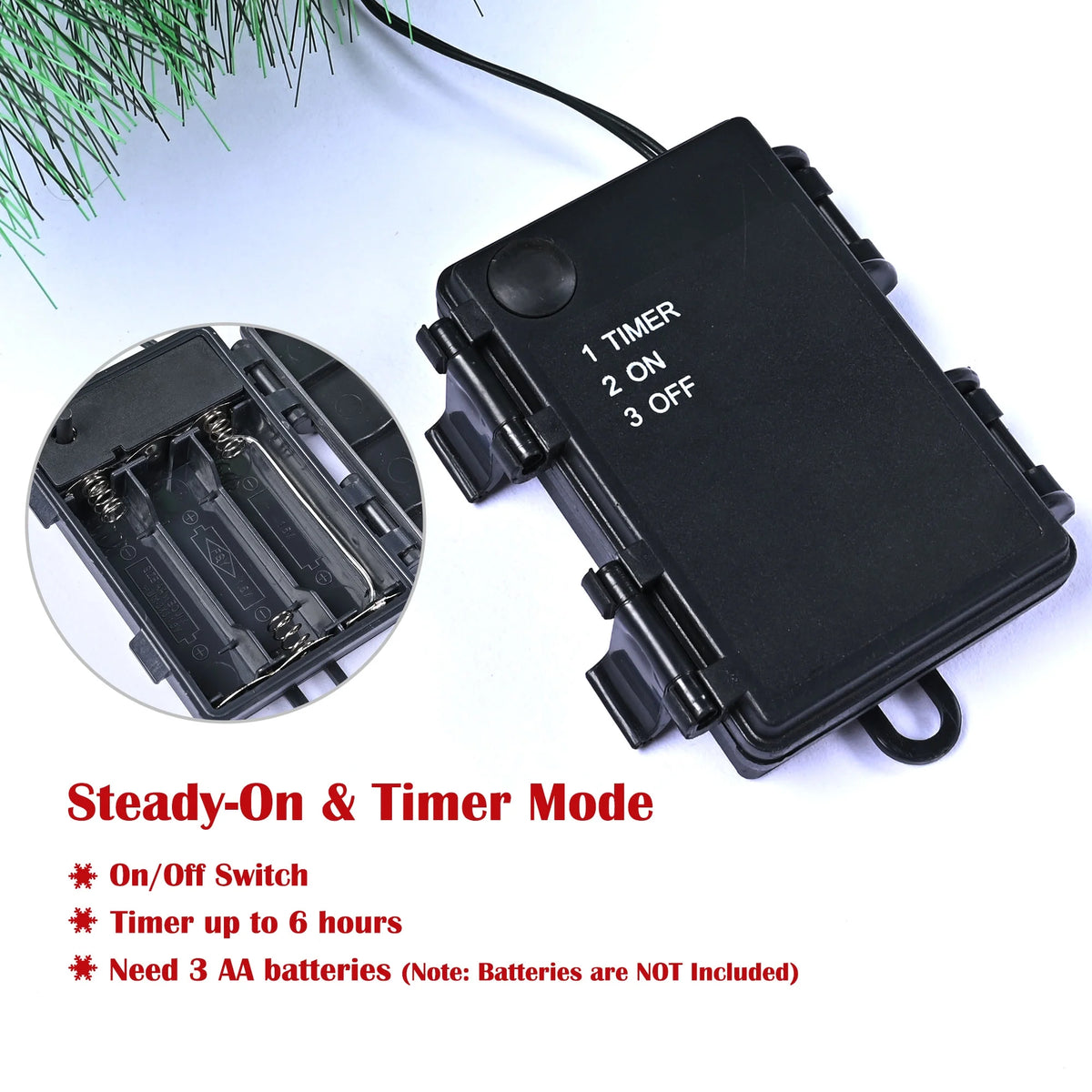 9 FT Pre-lit Christmas Garland Battery Operated Timer Artificial Decor L671