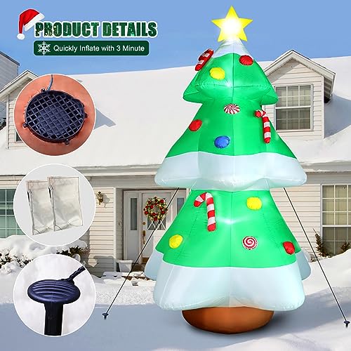 8 FT Christmas Inflatable Santa Claus with Gift Bag, Built-in LED Lights L164