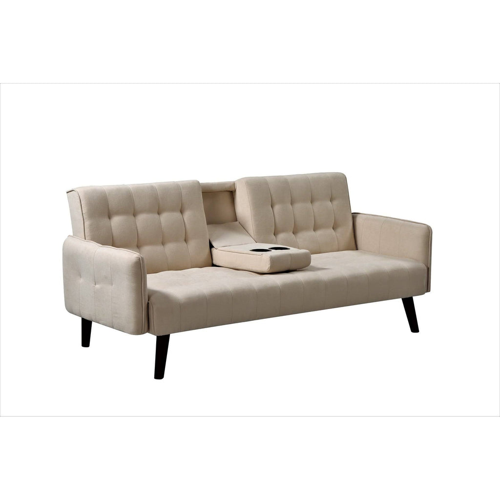 Grey Tufted Upholstered Futon Sleeper C46518