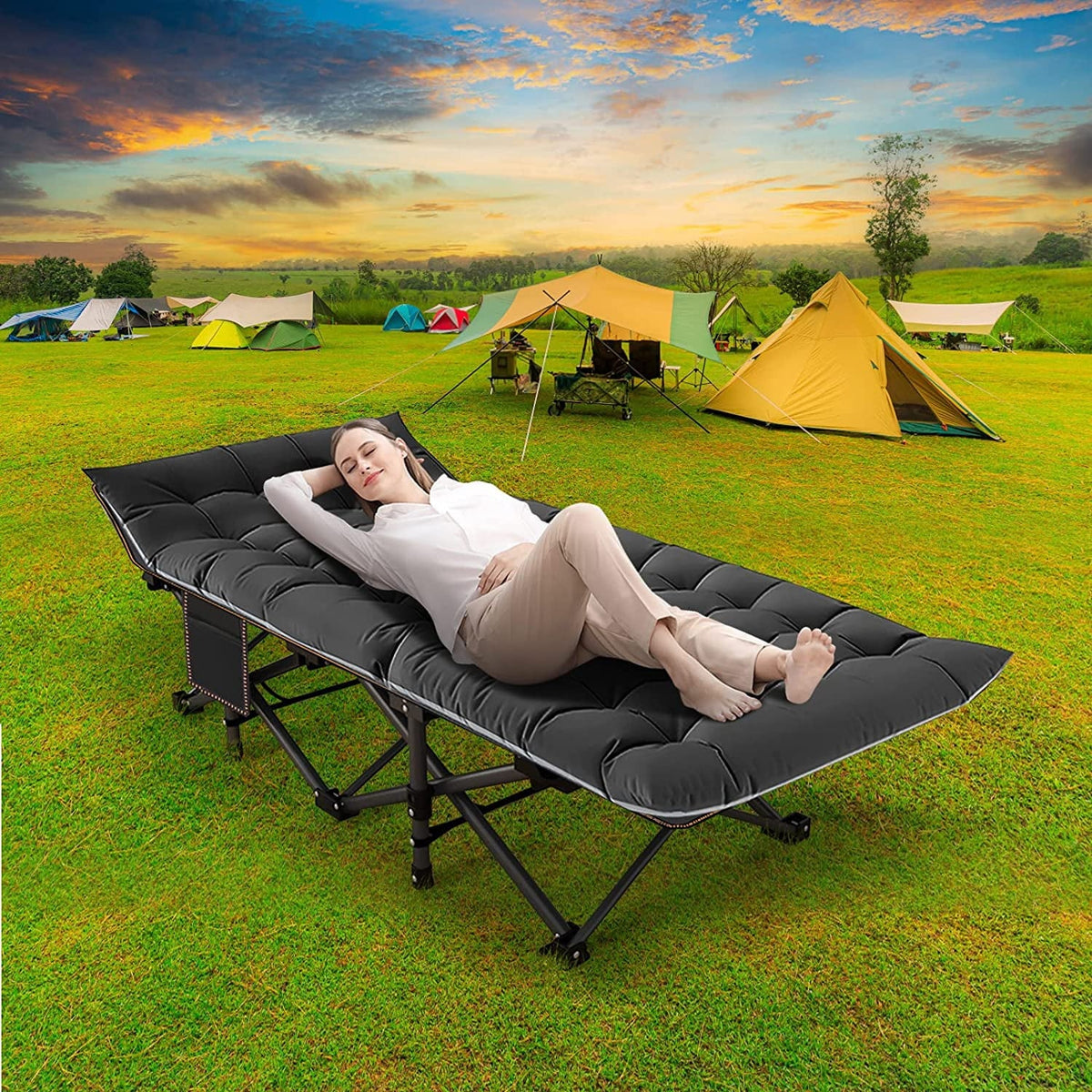 Folding Cot with 3.3 Inch Mattress and Carry Bag S939994