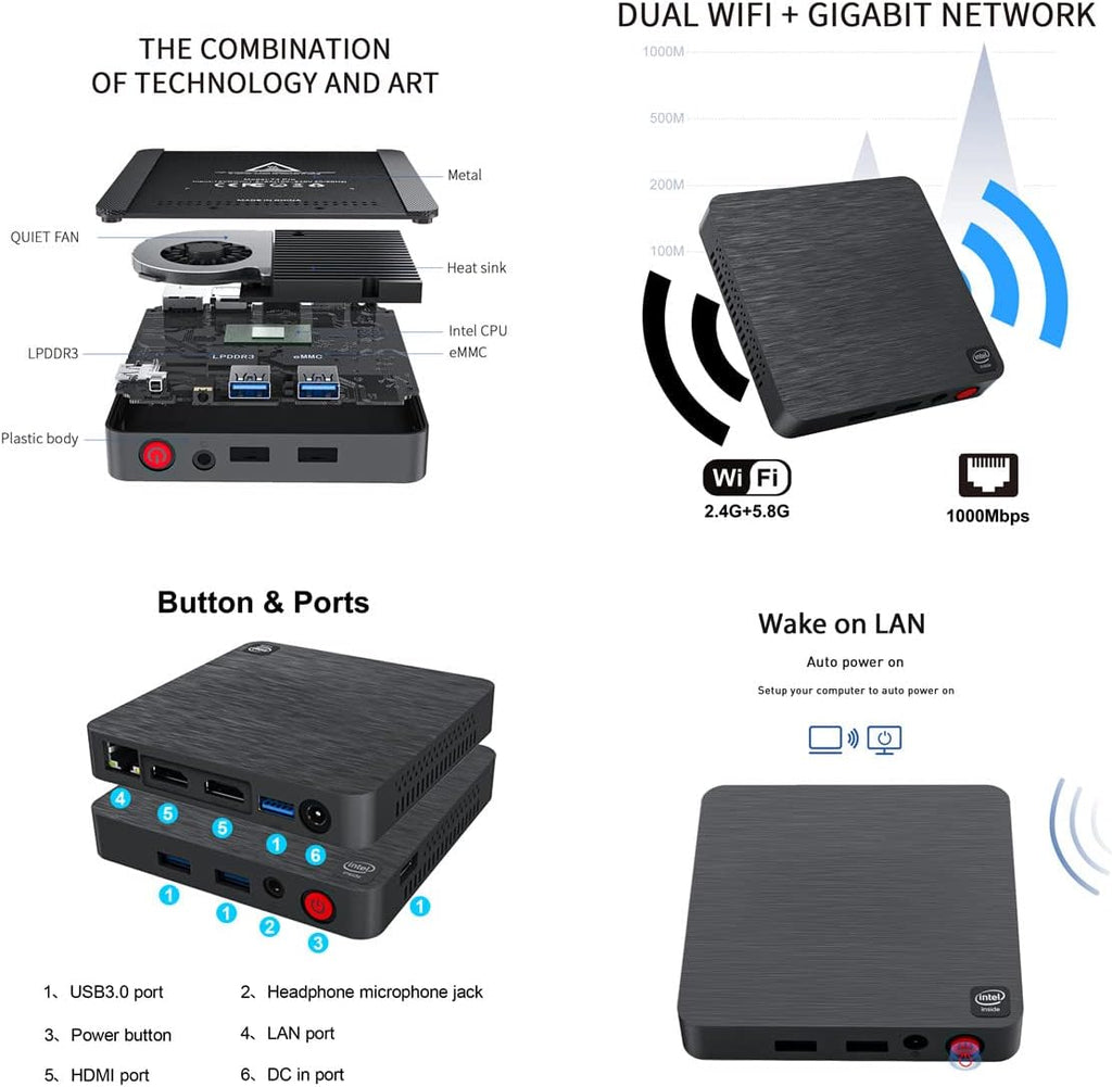 Windows 10 Mini Computer with 4G DDR and 64G eMMC P811425