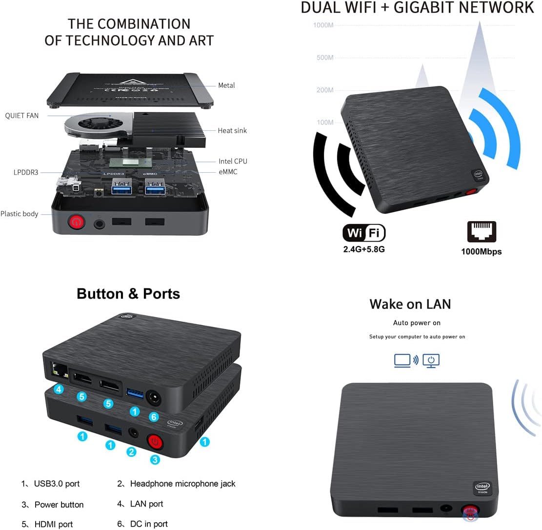 Windows 10 Mini Computer with 4G DDR and 64G eMMC P811425