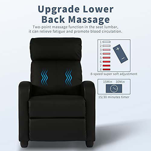 Black PU Leather Massage Recliner Chair with Footrest Z5638