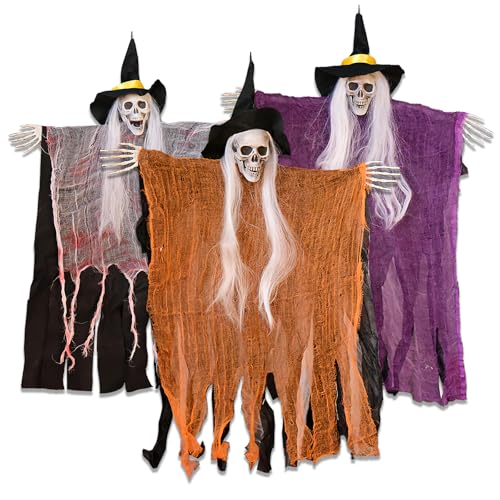 3 Pack Skeleton Ghosts Hanging Halloween Decorations D62055