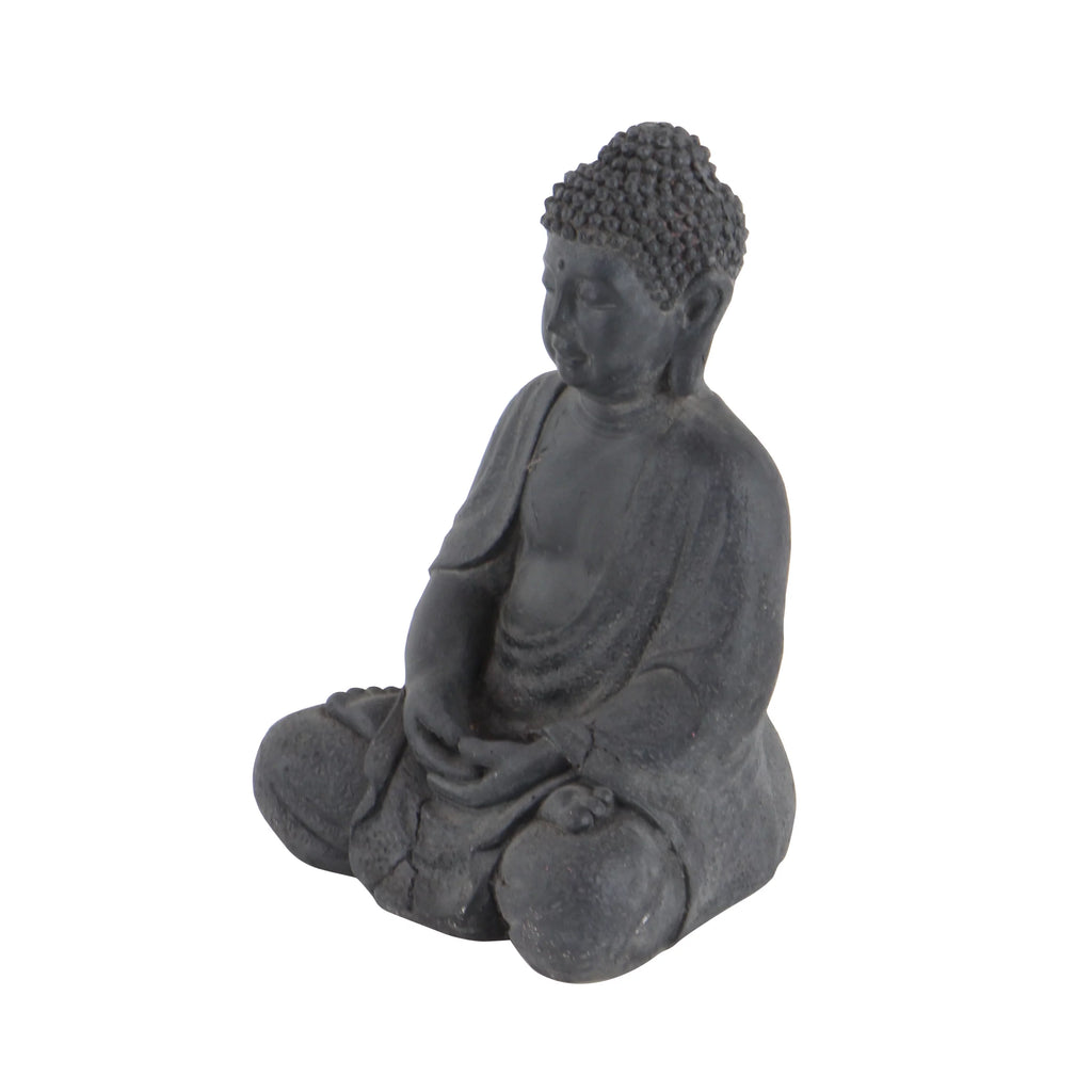 8" x 12" Gray Ceramic Meditating Buddha Sculpture G1753