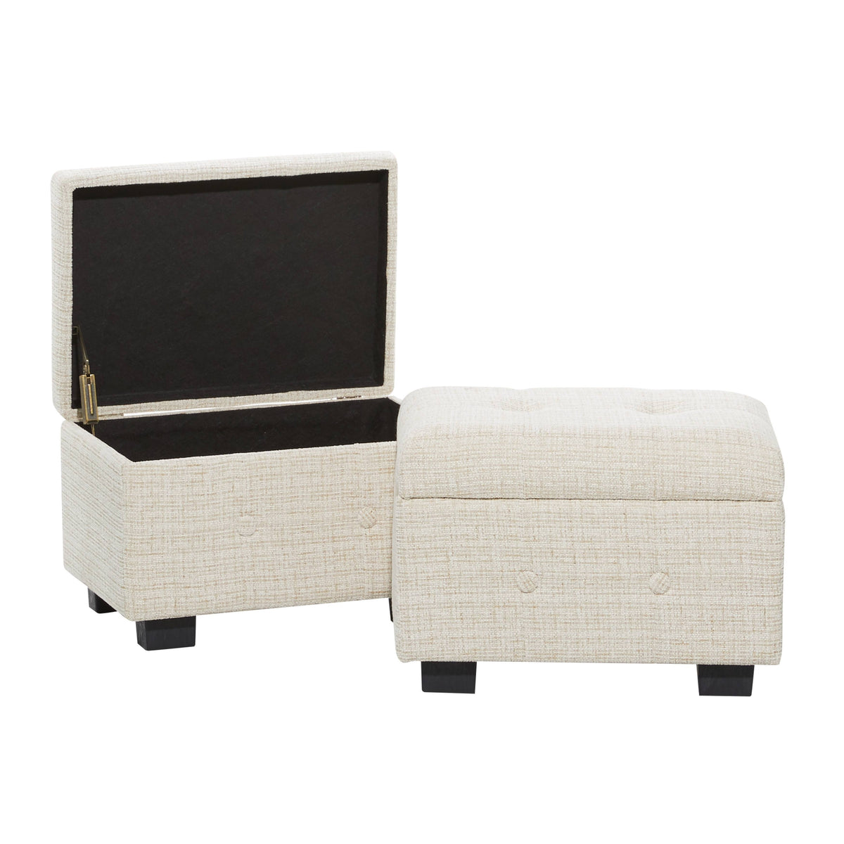 Beige Wood Traditional Storage Bench, Set of 3 A218