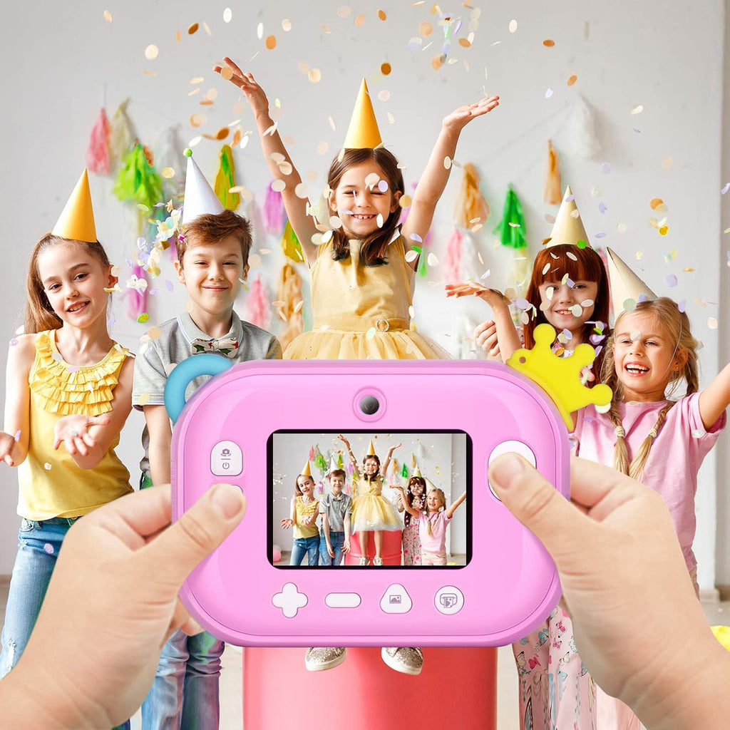 Instant Print Camera for Kids, Zero Ink Kids Camera with Print Paper, Selfie Video Digital Camera with HD 1080P 2.4 Inch IPS Screen Z599