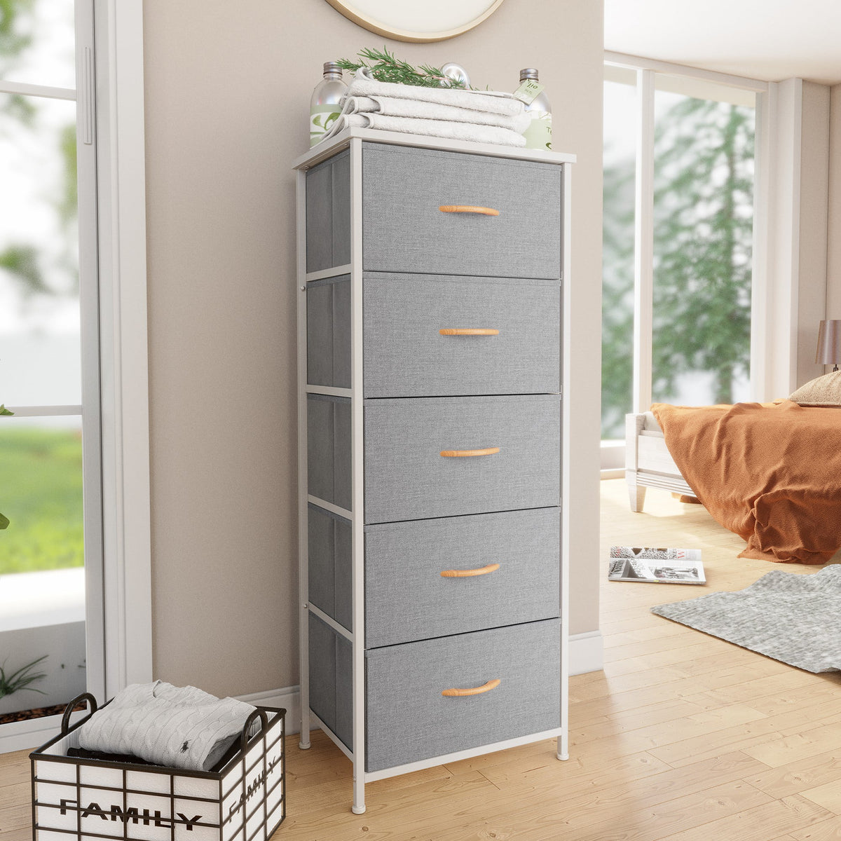 Beige 5-Drawer Vertical Storage Dresser O660
