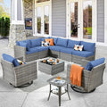 11 Piece Outdoor Patio Furniture Set with Fire Pit Table Dark Grey O848424