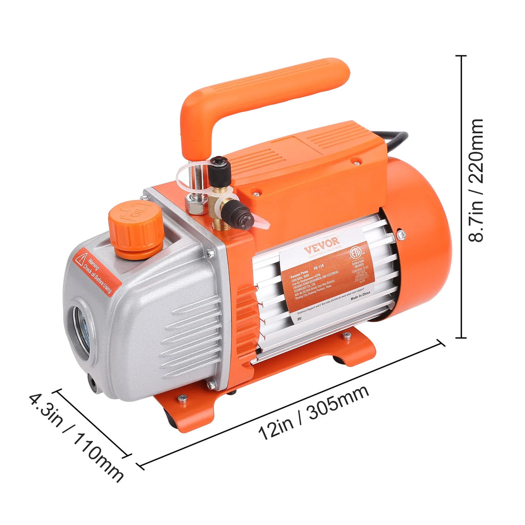 120V 1/5 HP 3.5 CFM HVAC Vacuum Pump with Gauge Set H701628