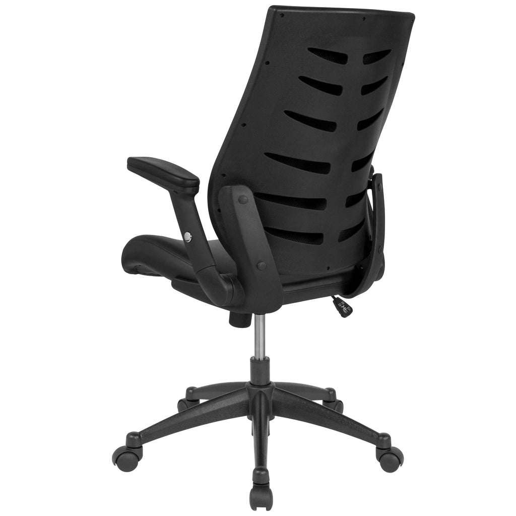 High Back Black Executive Swivel Office Chair with Adjustable Arms J366