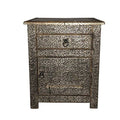 Silver Etched Metal Nightstand S204136