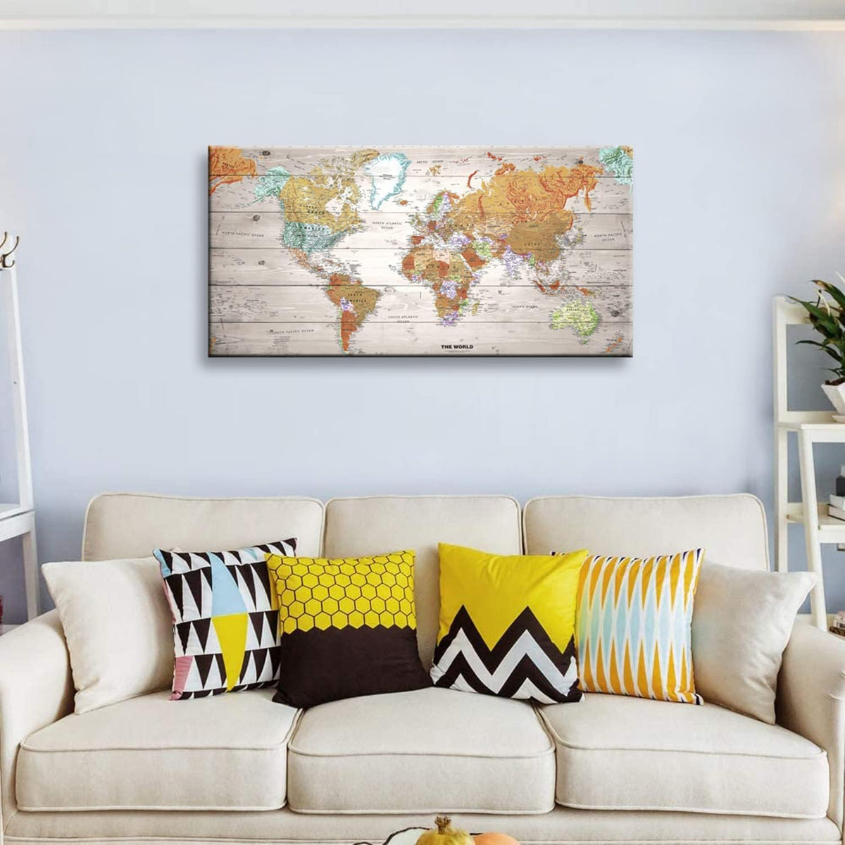 Vintage World Map Canvas Wall Art 20x40 A4216