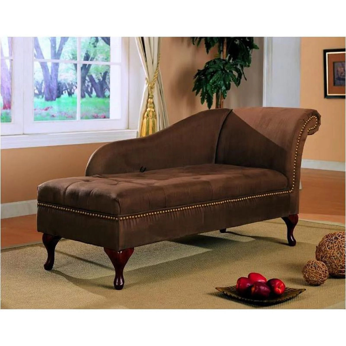 Chocolate Brown Microfiber Chaise Lounge I3667