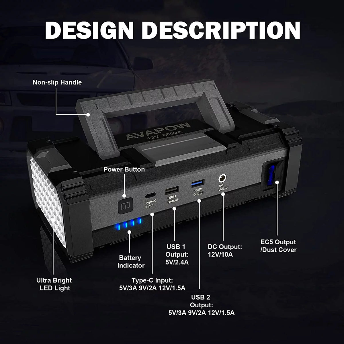 6000A Car Battery Jump Starter H530283