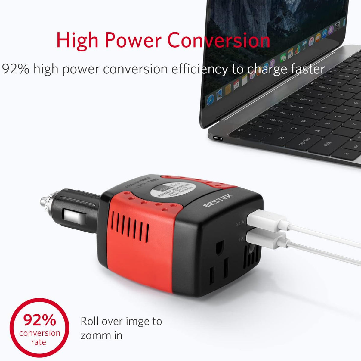 150W Power Inverter 12V to 110V with Dual USB Charging Ports Pack of 2 S773