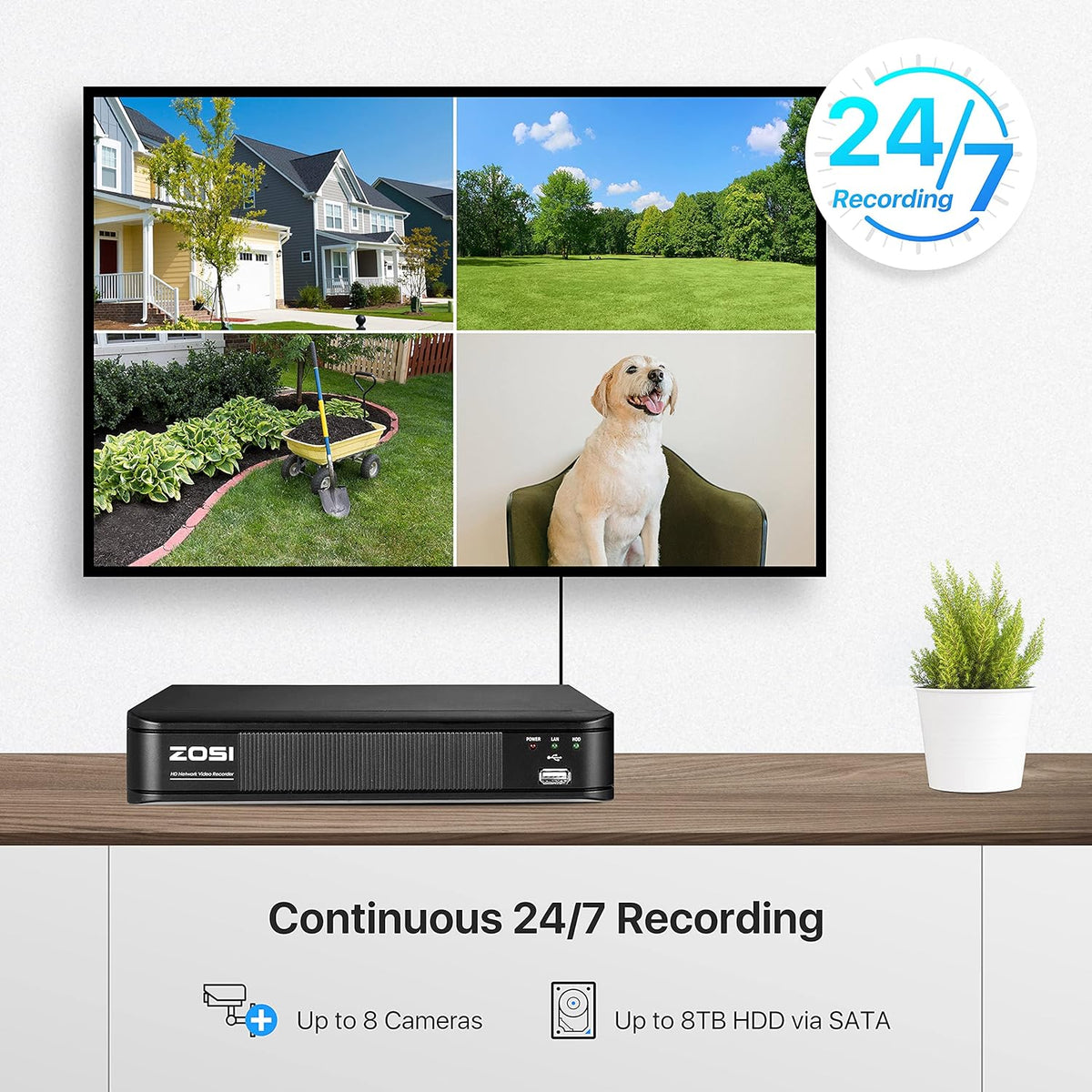 1080p PoE Security Camera System with 8 Cameras and 2TB NVR U983