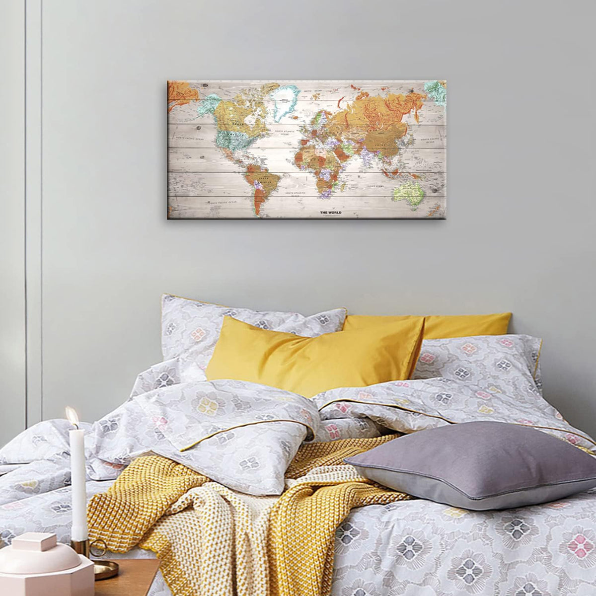 Vintage World Map Canvas Wall Art 20x40 A4216