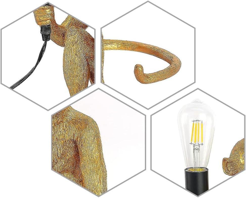 Monkey Lamp Gold Resin Sitting Lamp P7544