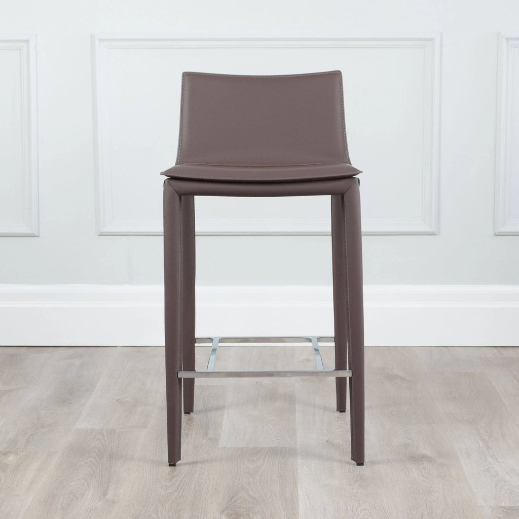 Black Leather Wrapped Counter Stool with Steel Frame F383