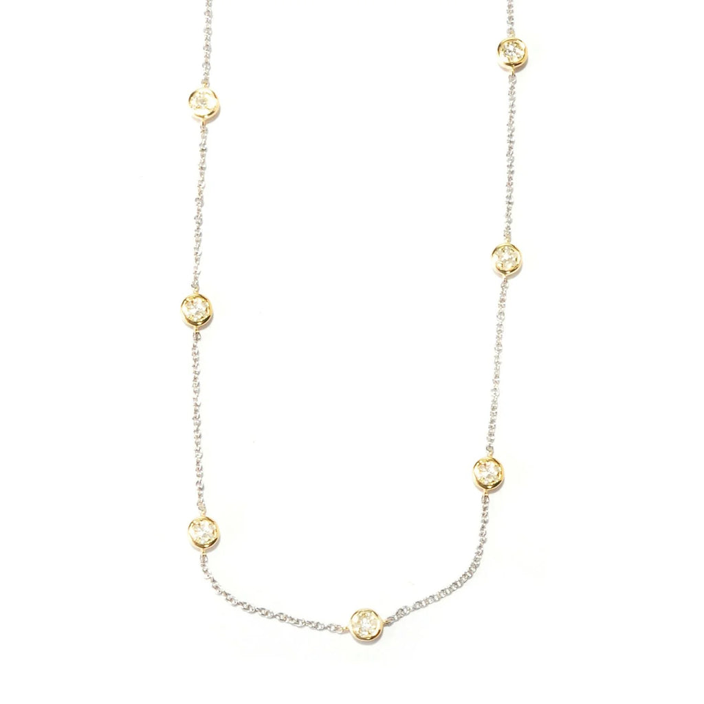Yellow Gold Over Silver Diamond Chain Necklace 24.00"L F269