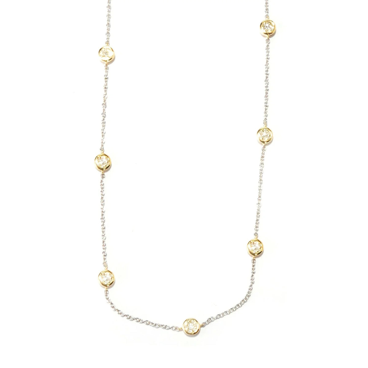Yellow Gold Over Silver Diamond Chain Necklace 24.00"L F269