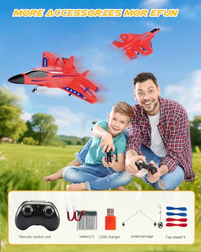 2.4GHz Remote Control Airplane with Gyro Stabilizer LED Light Red X90607