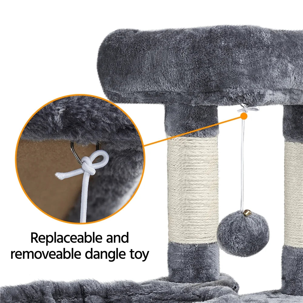 42"H Multilevel Cat Tree Tower with Condo and Perches, Dark Gray O48602