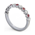 14K White Gold Eternity Band with Natural Diamond and Ruby H8637