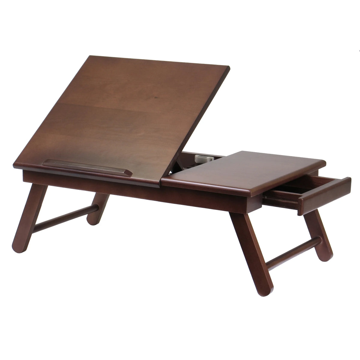 Walnut Wood Flip Top Lap Desk with Drawer H30775