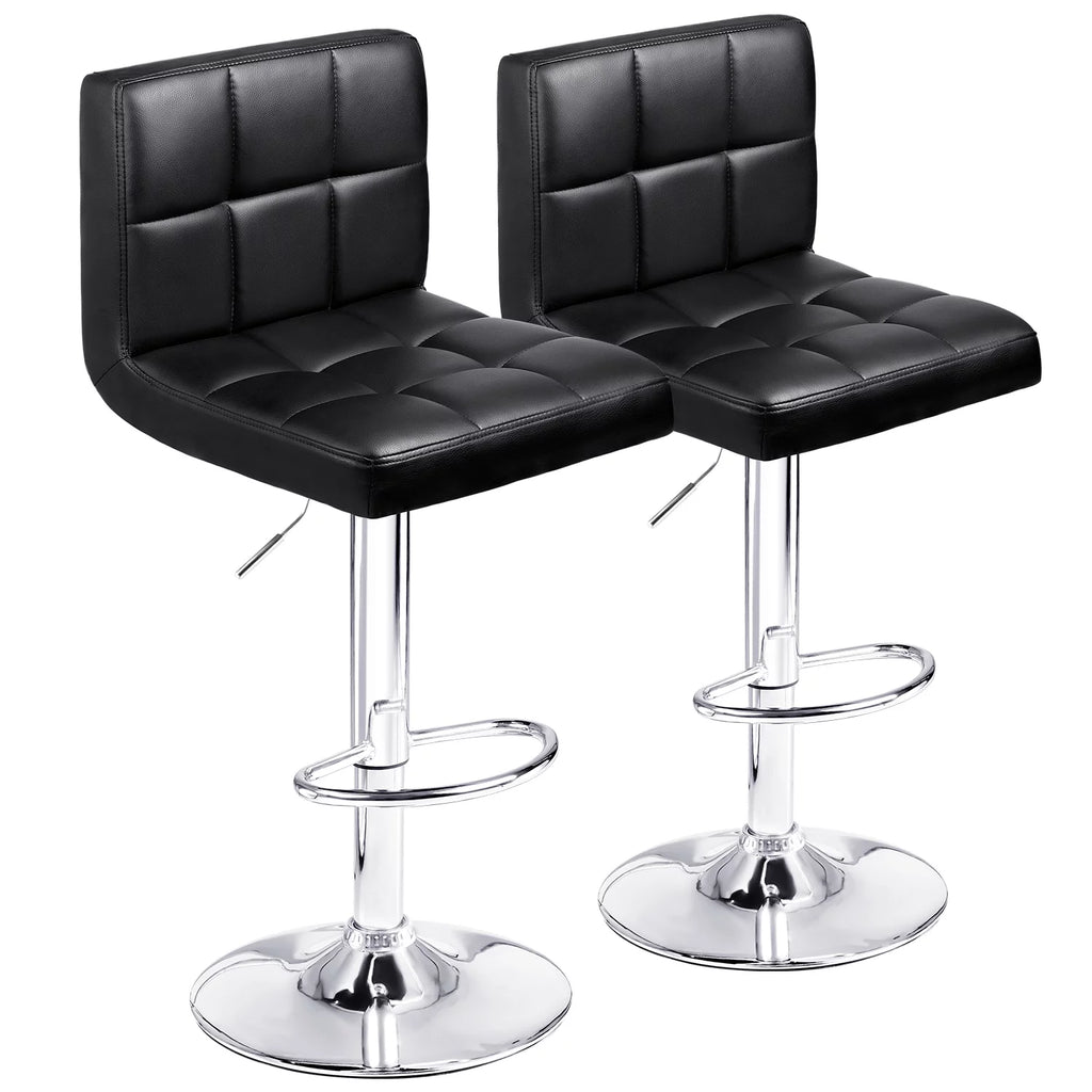 Set of 2 Black Adjustable Swivel Bar Stools B534