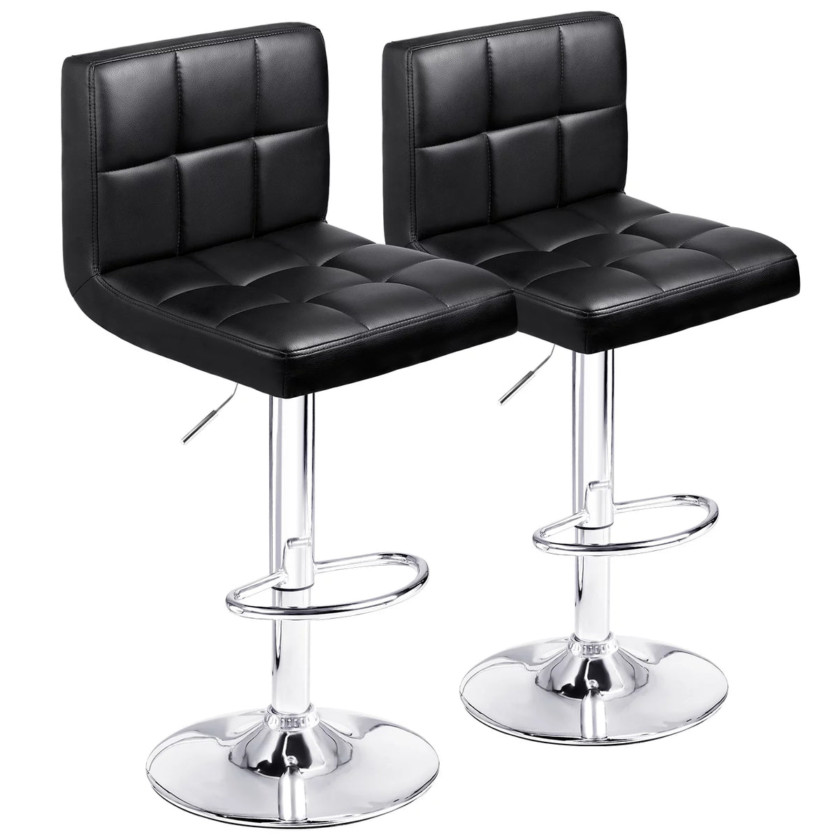 Set of 2 Black Adjustable Swivel Bar Stools B534