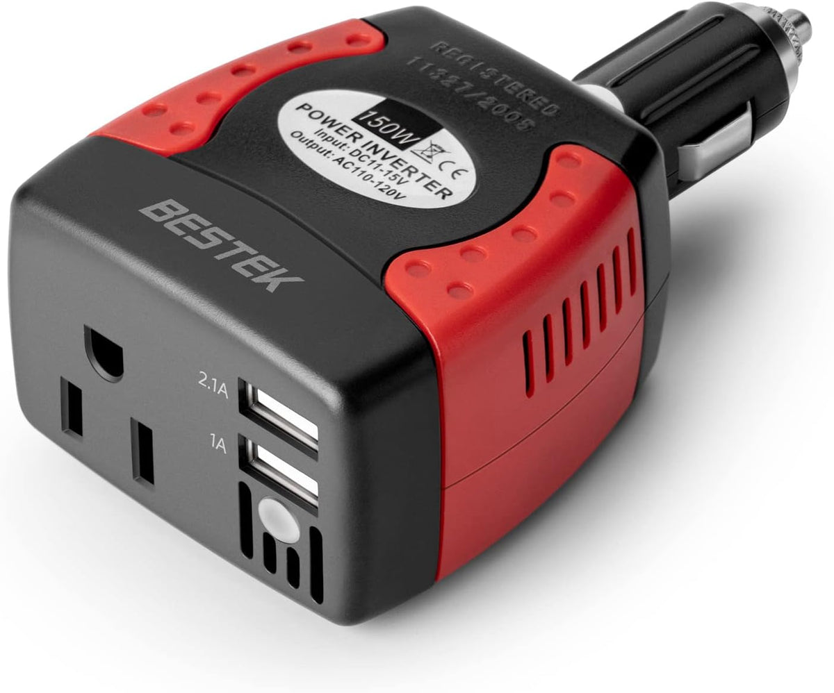 150W Power Inverter 12V to 110V with Dual USB Charging Ports Pack of 2 S773