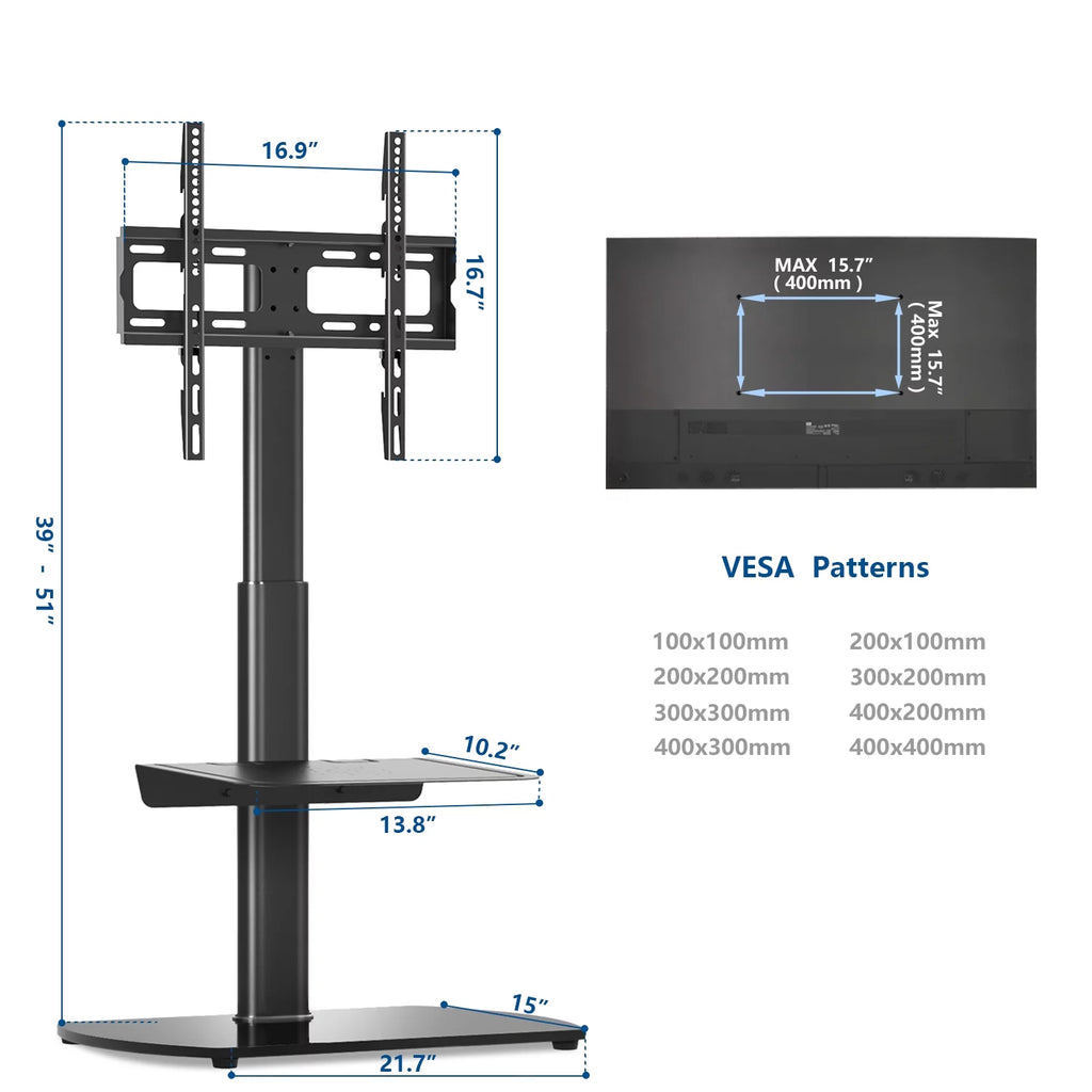 Universal Floor TV Stand up to 65 inch Black O877