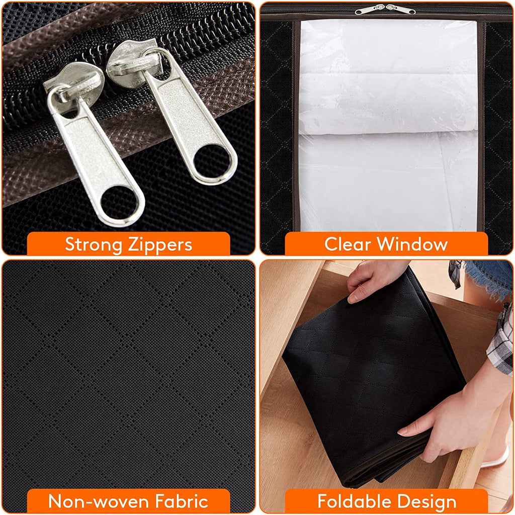 3 Pack 90L Black Clothes Storage Bag with Sturdy Zipper M9527